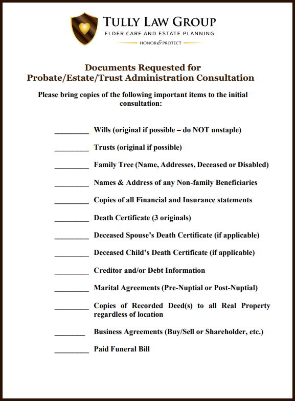 2025 Probate Estate Trust Administration Checklist TLG